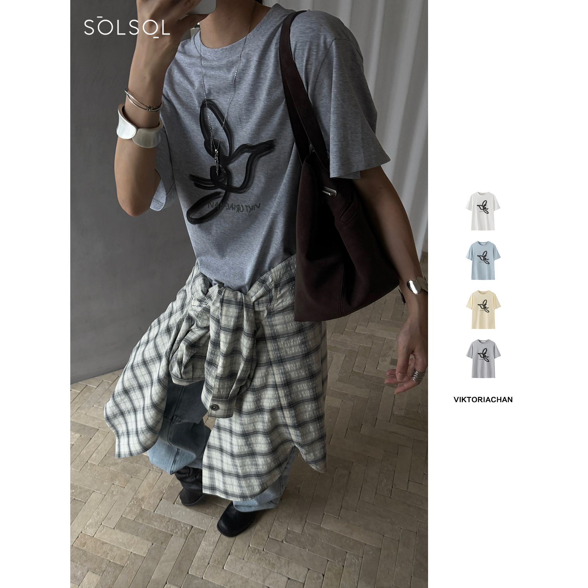 VIKTORIACHAN 设计师品牌 25春夏 立体刺绣短袖T恤 SOLSOL买手店