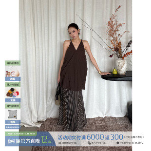 26早春新品 设计师品牌 休闲条纹真丝浪漫半裙SOLSOL SENSE