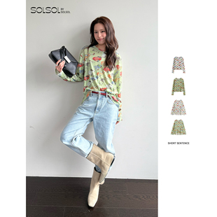 衫 SHORT SOLSOL 合身长袖 汽车印花宽松 SENTENCE 26春夏新品