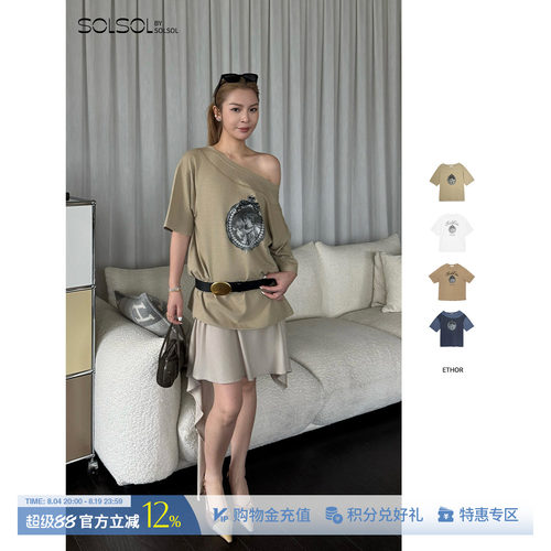 ETHOR丘比特印花做旧/水洗T恤