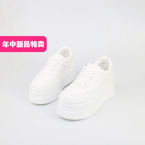可媚春款牛皮松糕底系带休闲鞋女