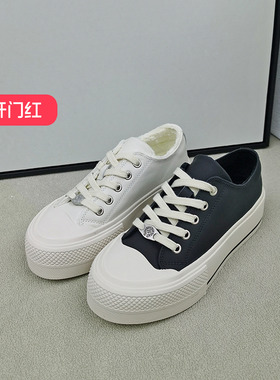 清仓‖可媚正品冬款圆头牛皮韩版系带绒里松糕休闲鞋KC22939-202