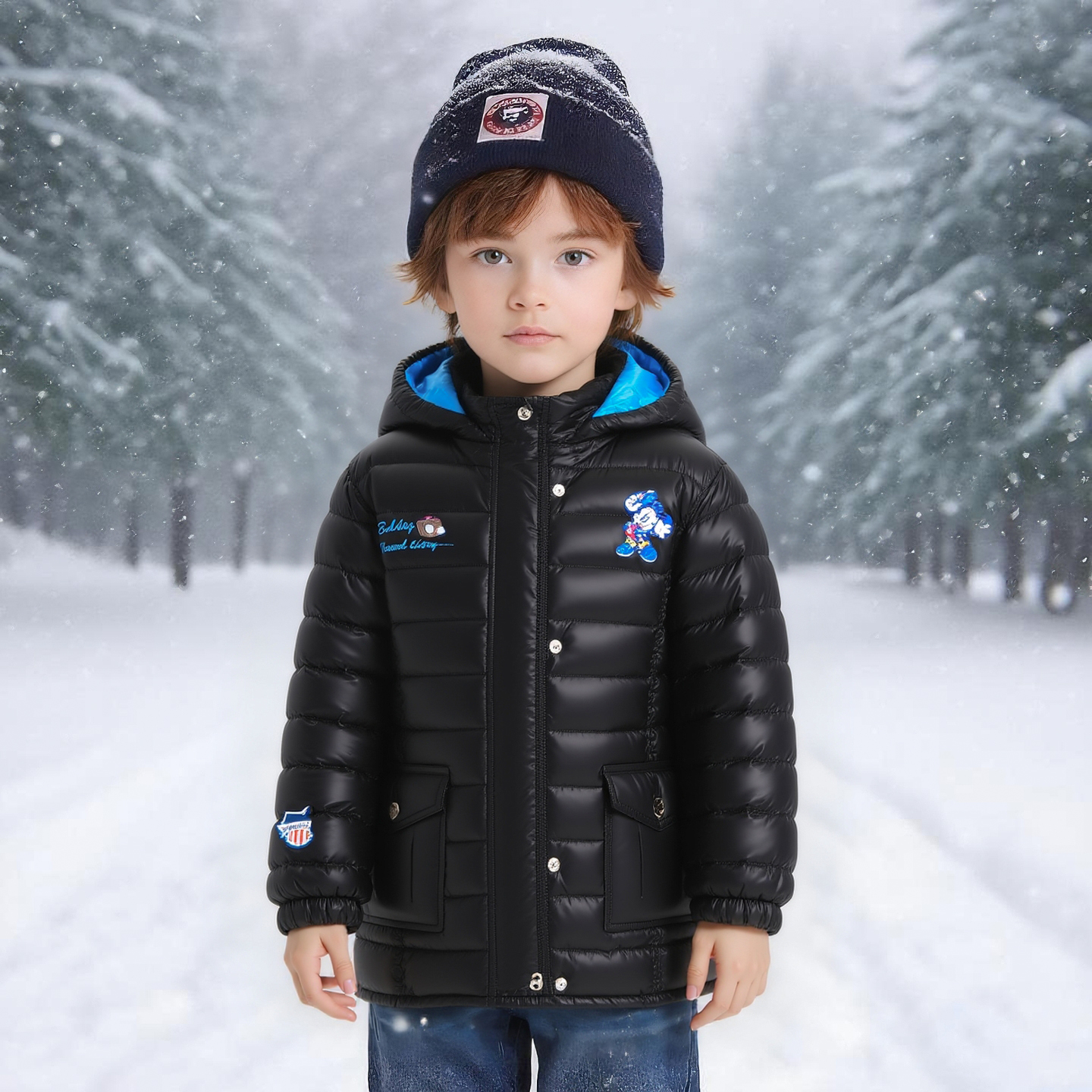 撤柜正品儿童中长款羽绒服白鸭绒