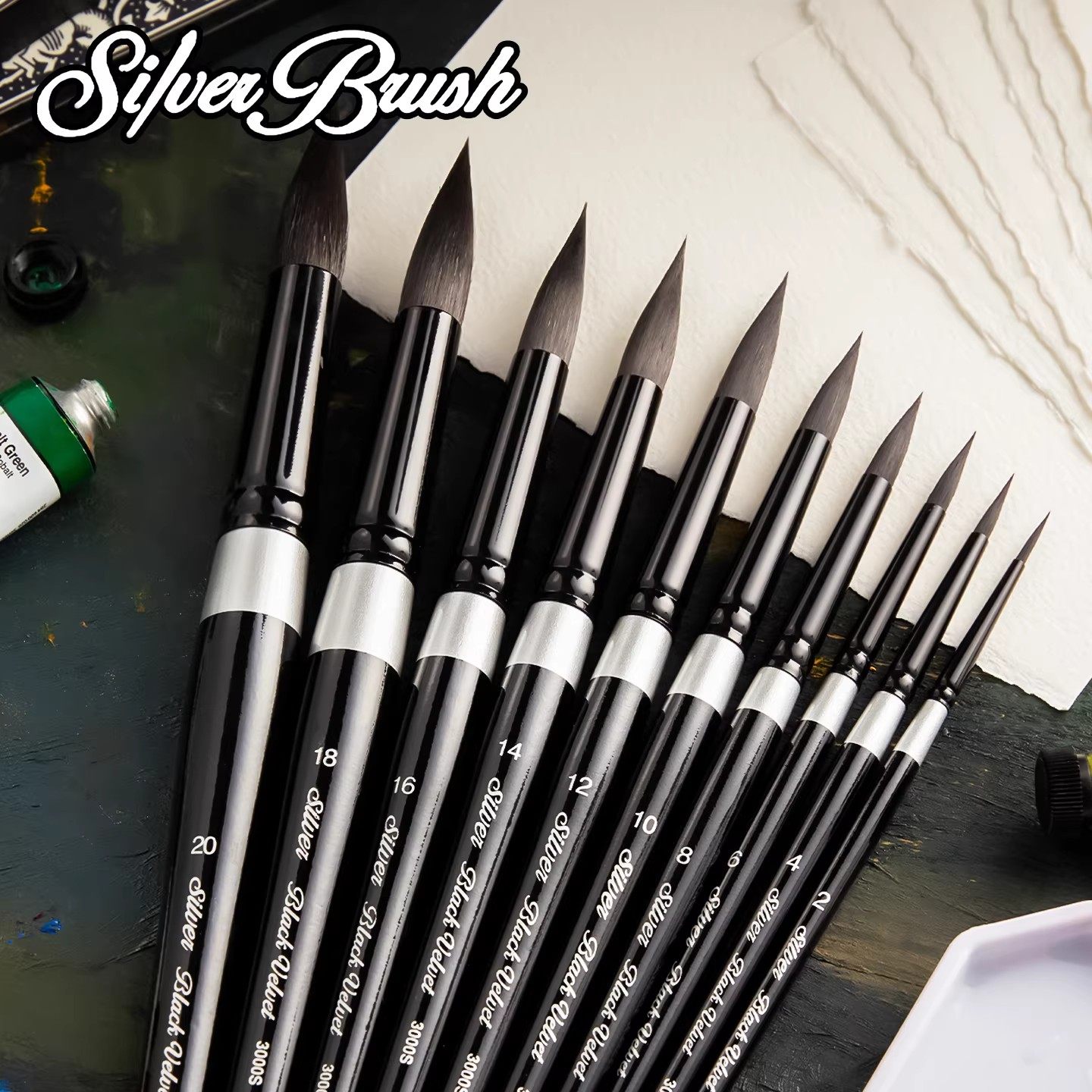 美国blackvelvet黑天鹅水彩笔3000s专业级6号8号水彩毛笔画笔