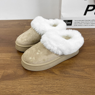 卷毛高厚底毛毛雪地靴女鞋冬加绒保暖2026新款一脚蹬二棉鞋面包屑