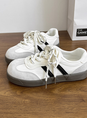 卷毛高软底不累脚百搭休闲运动德训鞋阿甘鞋小白鞋2025秋冬新款女