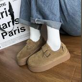 保暖棉鞋 卷毛高百搭一脚蹬厚底增高加绒勃肯鞋 女2024秋冬款 雪地靴