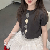 薄款 凉滑不扎 女童春款 针织套头上衣短款 T恤 嗒囜 短袖 温柔律诗