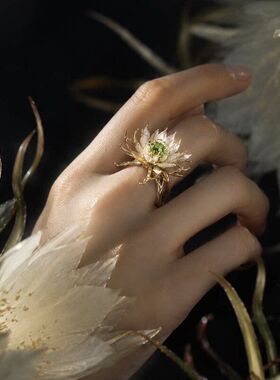 「月下昙华」手工花丝镂空昙花戒指 纤细花蕊小众诗意新中式指环