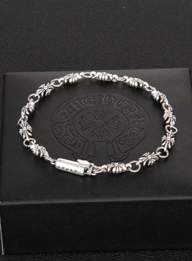 ch克罗星泰银复古开关十字架手链个性欧美经典嘻哈朋克风手饰手链