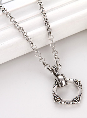 方形圆环克罗星简约复古个性百搭长款毛衣链 配饰挂饰男女 项链项