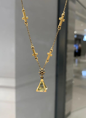 「埃及女王」复古十字架金字塔项链立体小众设计高级感精致锁骨链