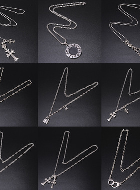 欧美朋克风毛衣链男女搭配个性嘻哈项链长链复古十字架钛钢链项链