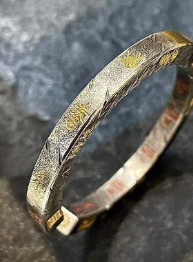 SL0536道系青年复古五路财神手镯男女招财转运开口个性精致百搭时