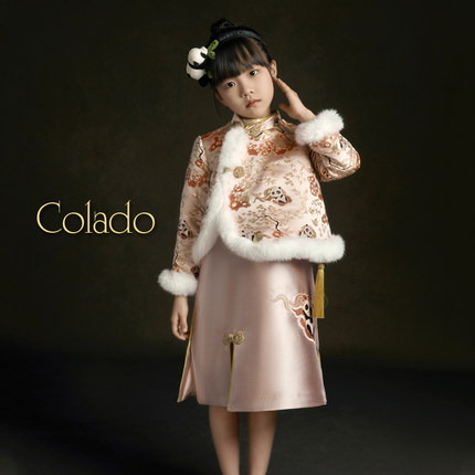 Colado冬季女童高端定制唐装汉服中式旗袍新年宝宝拜年服儿童礼服