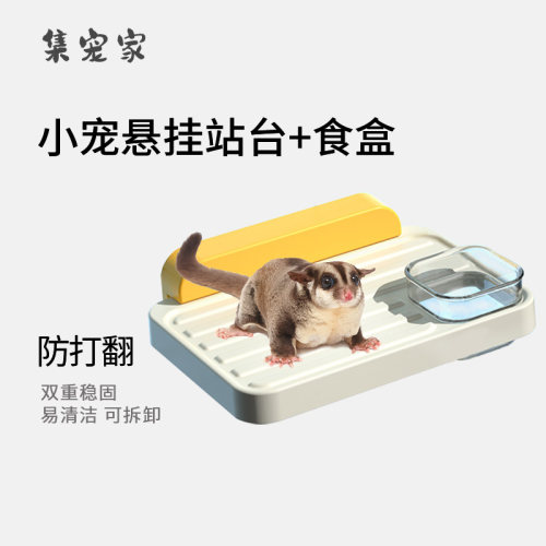 蜜袋鼯食碗食盆带防滑站台可悬挂