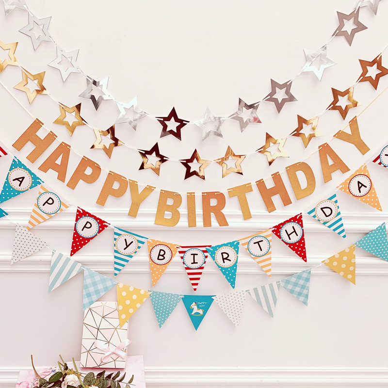 生日派对装饰布置周岁用品拉旗