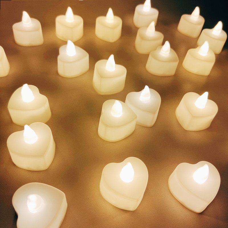 LED电子蜡烛灯520浪漫求婚创意布置用品生日心形场景道具装饰