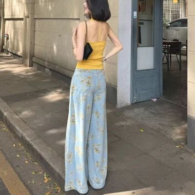 美式覆古蓝色满印花朵阔