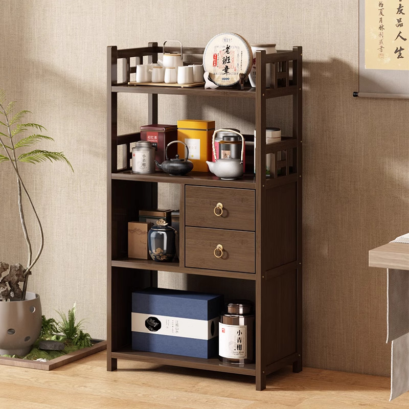 新中式茶室博古架多层收纳