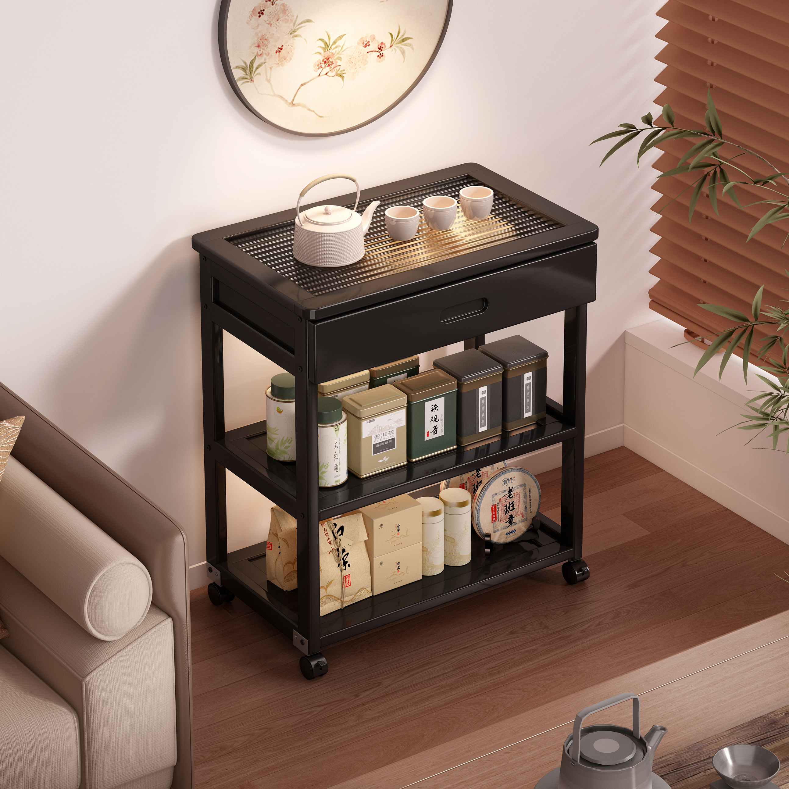 茶几客厅家用茶室茶叶收纳边几