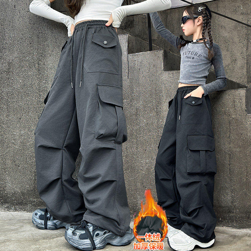 裤子工装裤女大童秋冬女童加厚新款2025冬好看加绒酷飒风超爵士舞