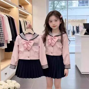 洋气套装衬衫女孩2026学院儿童新款百褶裙春秋两件套女童风春装JK