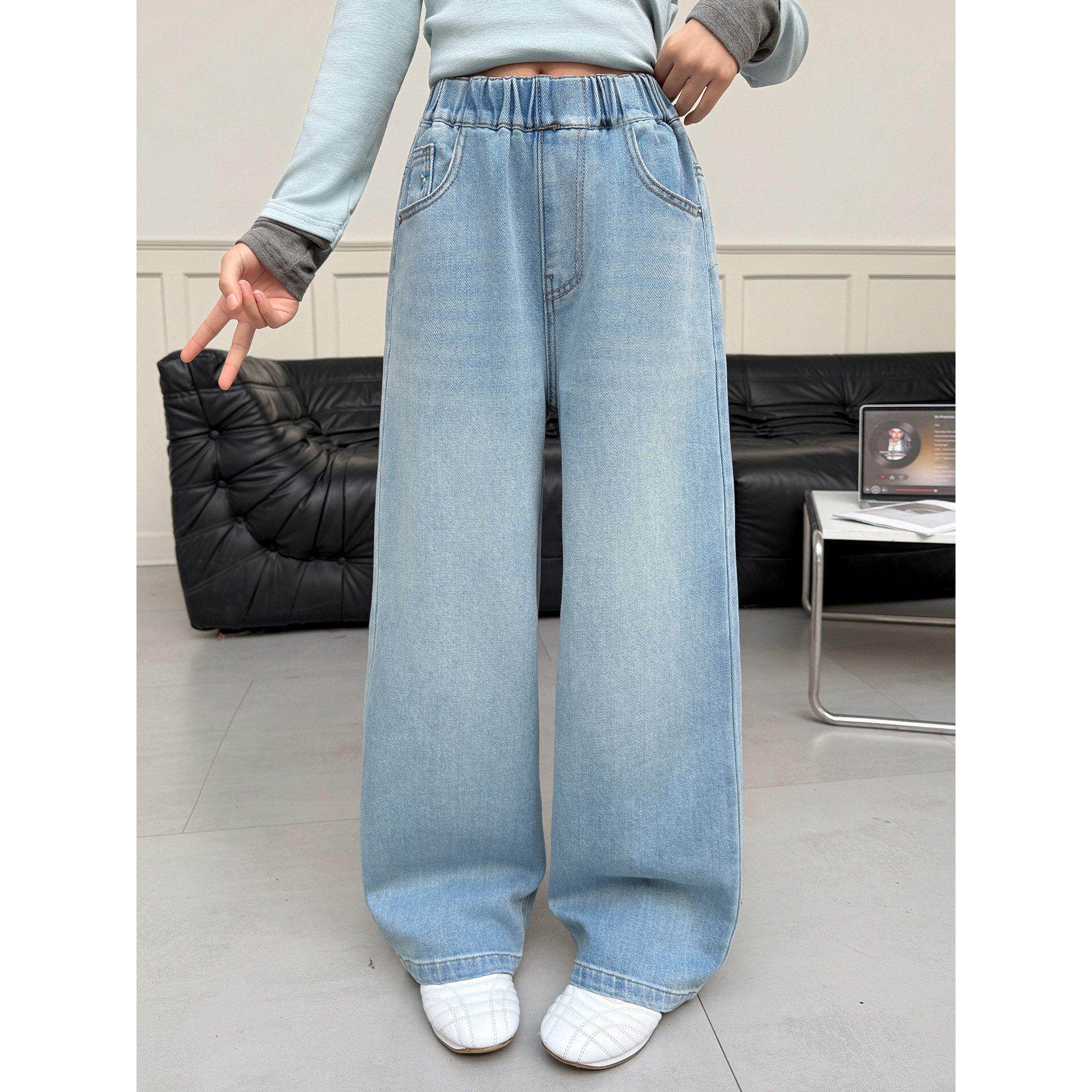 牛仔裤2026新款洋气新款阔腿裤女孩休闲春秋中大女童童装裤子时髦