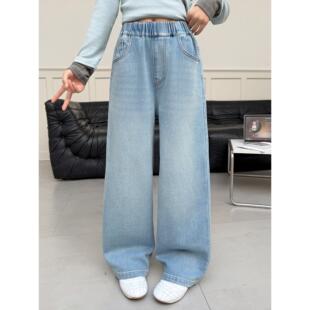 牛仔裤2026新款洋气新款阔腿裤女孩休闲春秋中大女童童装裤子时髦