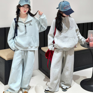 网红两件套新款 2026女童中大童女孩运动 休闲洋气儿童春秋卫衣套装
