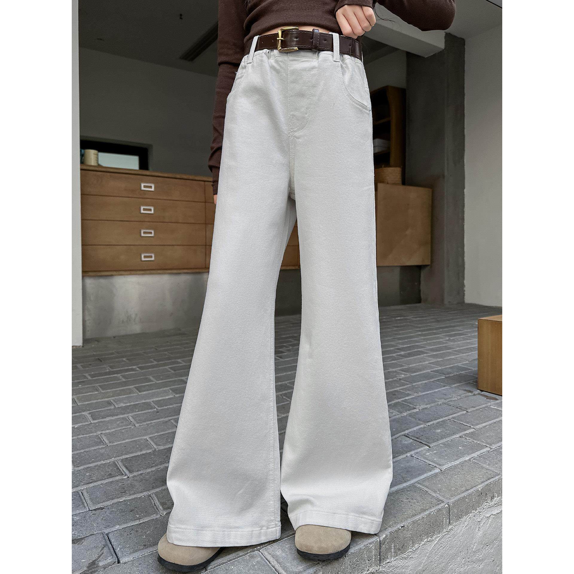 2026洋气新款刺绣牛仔裤裤子中大童修身喇叭裤女童女孩春款春秋装