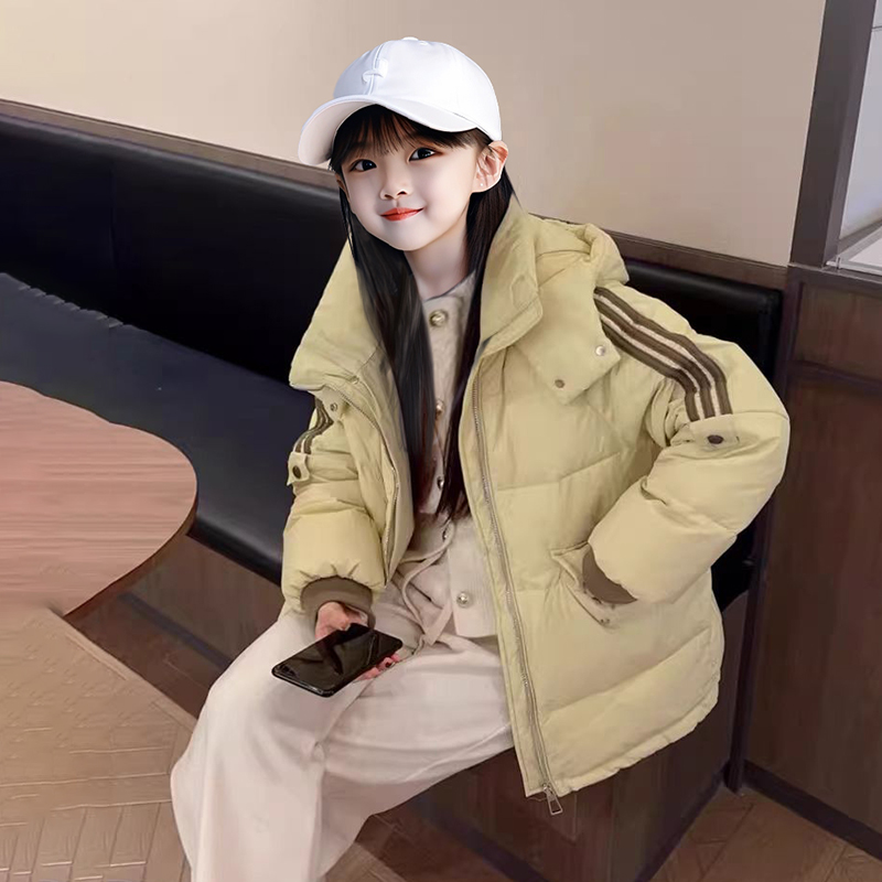 女童羽绒服2025新款儿童韩版连帽冬装加厚冬季中大童白鸭绒外套潮
