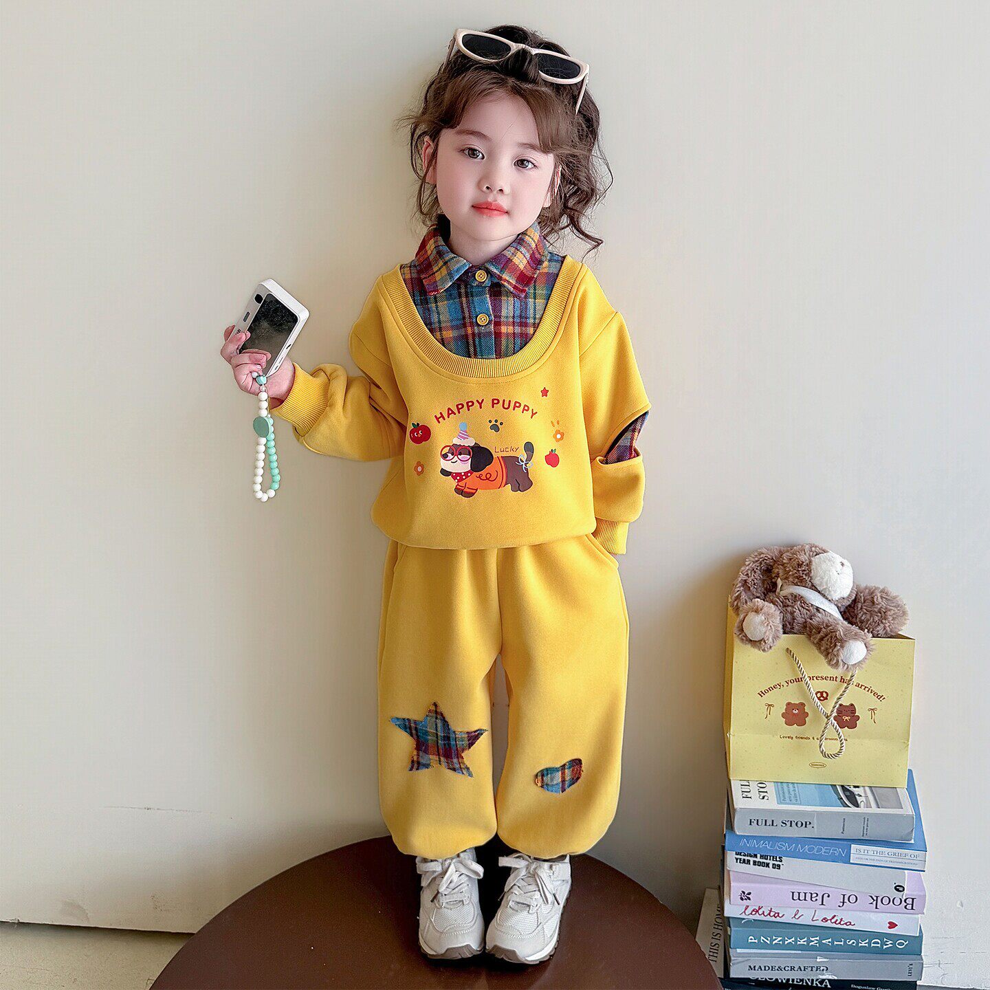 2026女春季儿童宝宝腊肠狗时髦女童春秋卫衣套装春装洋气早春新款