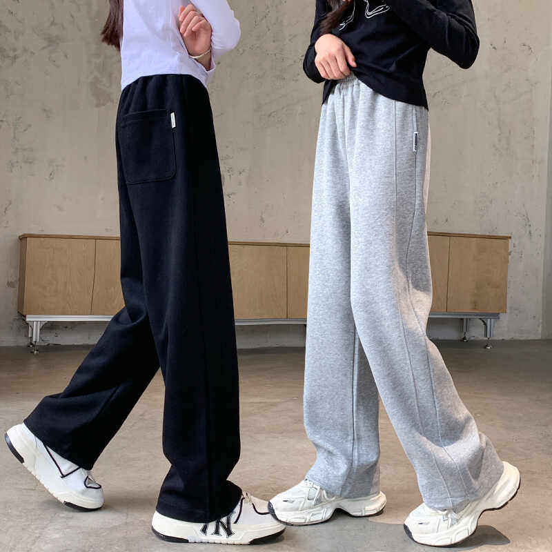 初中生女童裤子休闲2026女大童儿童春秋新款筒裤春装运动裤直女孩
