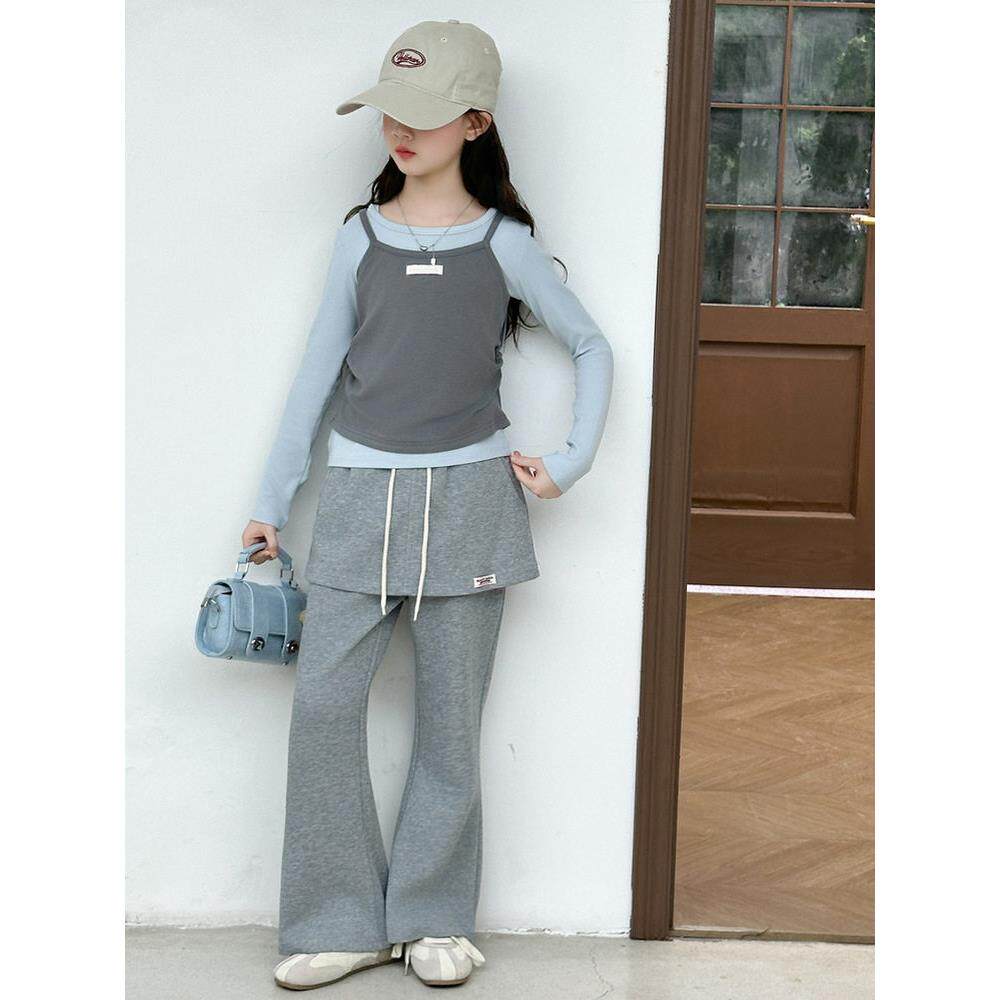 屁帘两件套套装T恤时尚女童2026裙裤长袖春装洋气中大童新款女孩