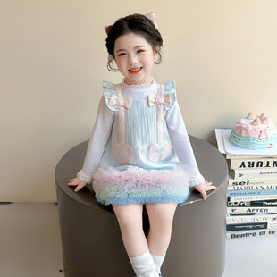 春装连衣裙新款渐变宝宝裙儿童公主春季女童裙子2026套装女款春秋