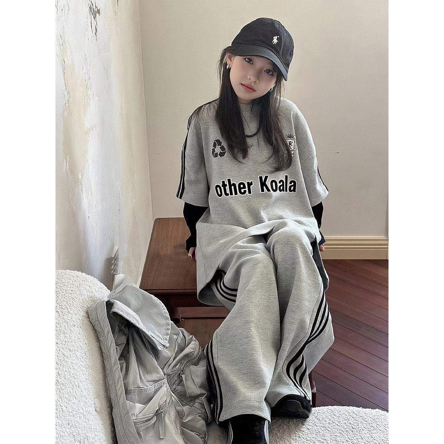 套装T恤新款春秋两件套韩版两件2026女童假潮酷大童儿童街舞春装
