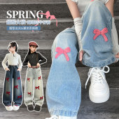 学生女大童儿童女童初中牛仔裤 休闲裤 潮裤 新款 子2025春秋季 阔腿裤