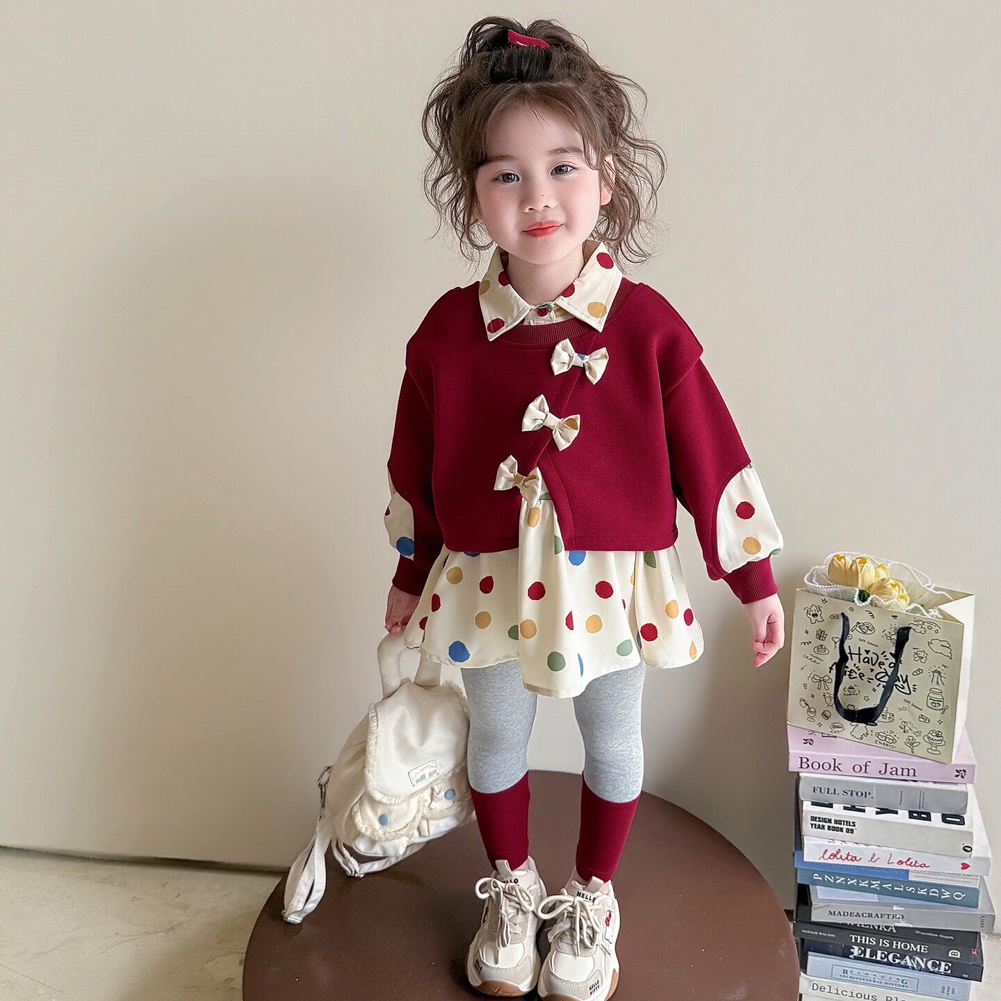 套装儿童款彩点时髦女早春卫衣春装女童春季新款洋气2026宝宝春秋