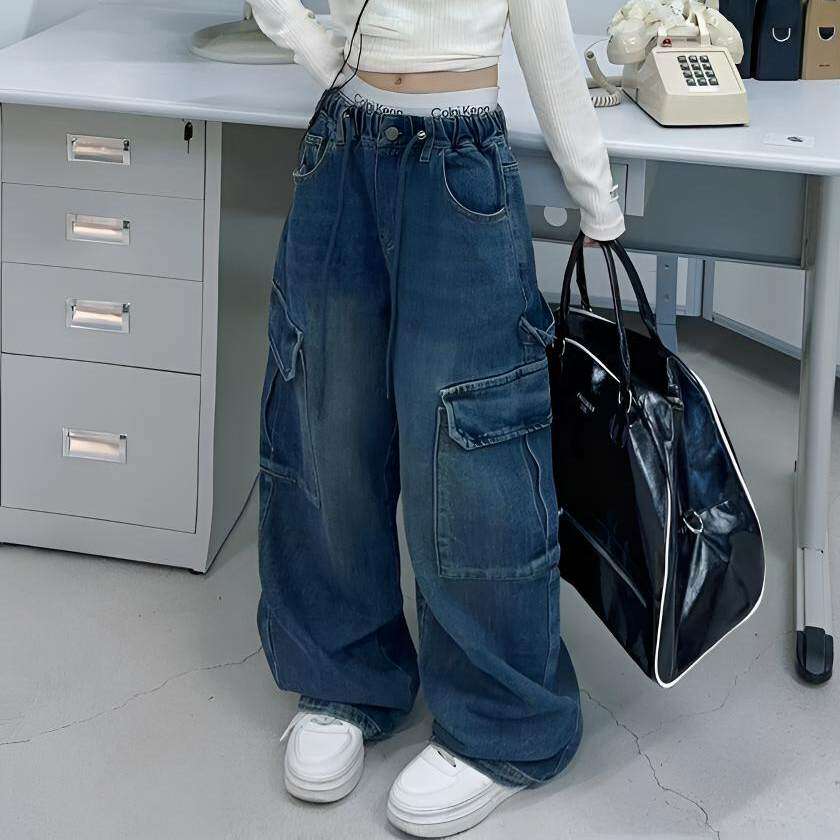 儿童牛仔裤春秋工装裤大童女孩裤子2026新款女童好看春装洋气直筒