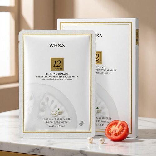 Whsa水晶亮肤番茄蛋白面膜盒装补水保湿滋润紧致提拉修护面部护理