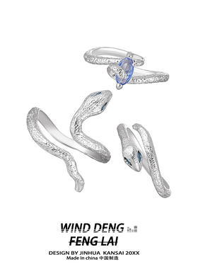 wind 碎碎冰灵蛇戒指女小众高级感时尚潮流冷淡风百搭可调节指环