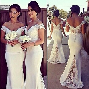 dress wedding party Fishtail dresses Bridesmaid gown lace