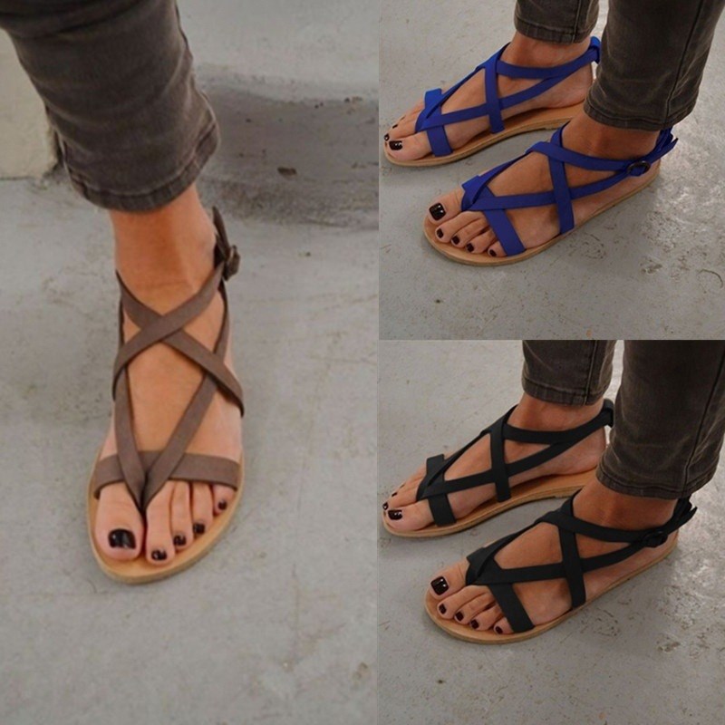 Large size 41 42 43 Roman shoes flat summer ladies sandals图片