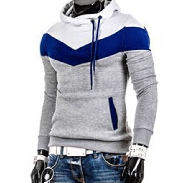 2016春秋装新款 男士拼色连帽套头修身加厚抓绒卫衣men's hoodie