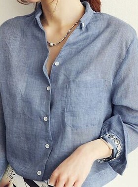 2019 Women Tops Linen Shirt Ladies Fashion Blouse Clothes 女
