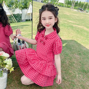 儿童夏季2026新款时尚宝宝夏装洋气套装裙子连衣裙红色女童女时髦