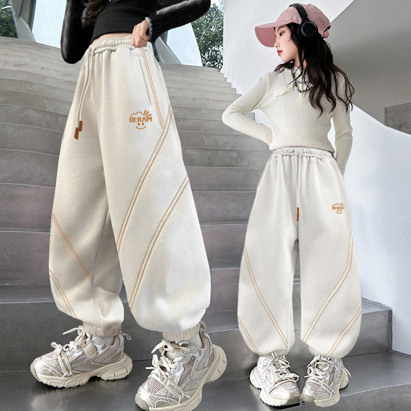 卫裤装裤子运动裤好看外穿女童洋气超大装网童女红长裤春款儿童潮