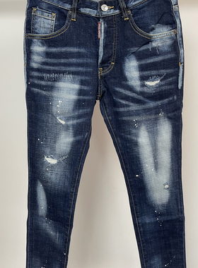 9837欧美风时尚新款D2潮男水洗磨蓝色牛仔裤男