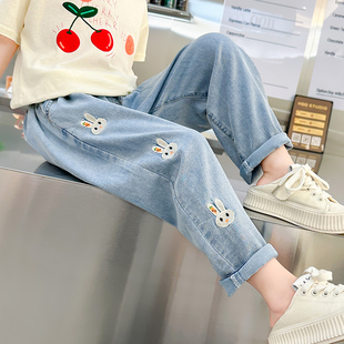 儿童夏季 2025新款 休闲 薄款 女孩宝宝洋派牛仔 女童裤 老爹裤 子春装